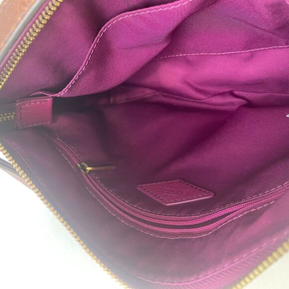 Vintage FOSSIL Pink Leather Shoulder Crossbody casual Bag womens Used - Picture 13 of 16